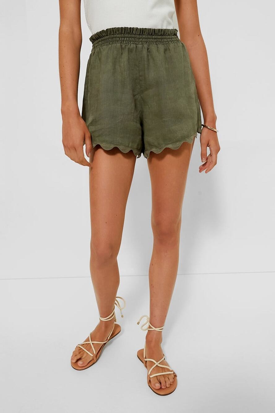 TUCKERNUCK Army Green Linen Ava Short Size XL NWT Retail $128 Tuckernuck